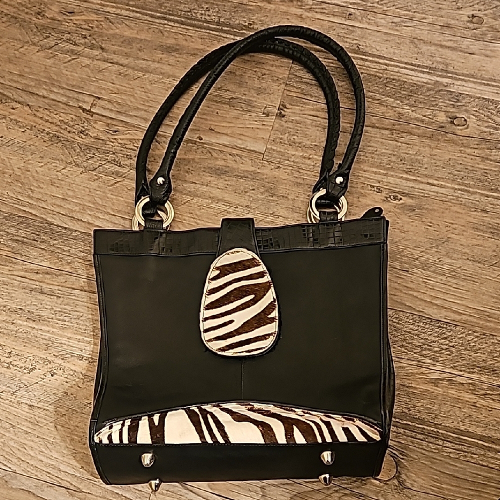 Black and Brown Zebra Print Tote Bag